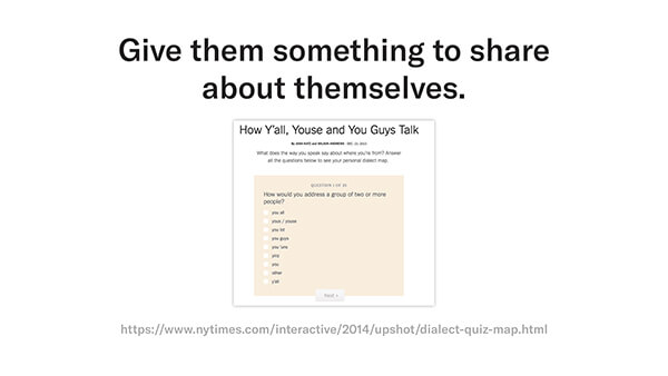 NYTimes dialect quiz - give them something to share about themselves