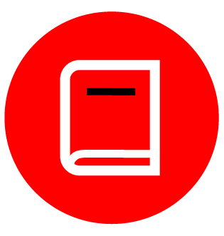 Red and white book icon 