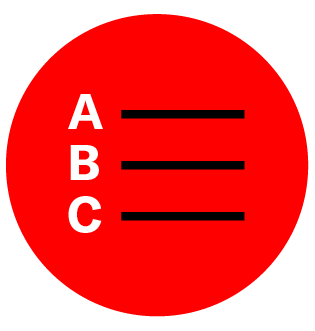 Red black and white list icon