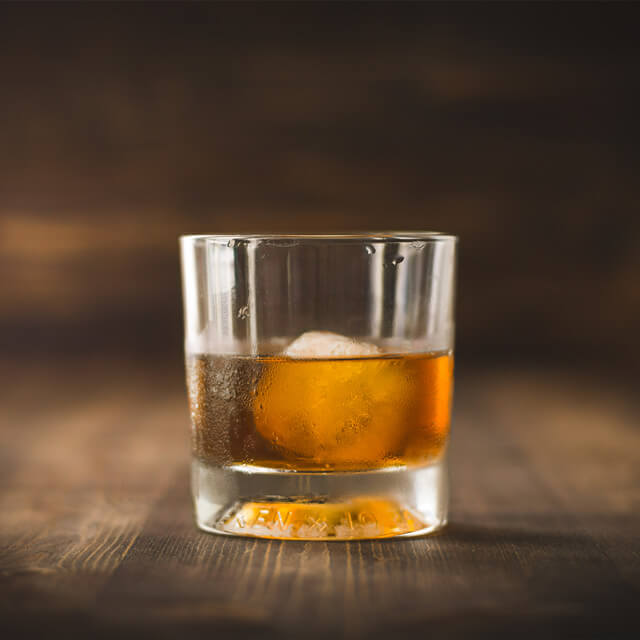 glass with whiskey